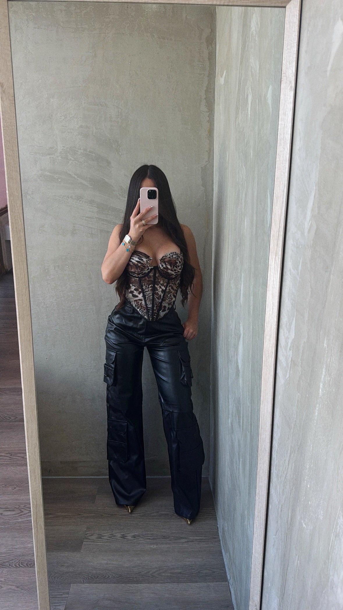 Black Leather Cargo Pants