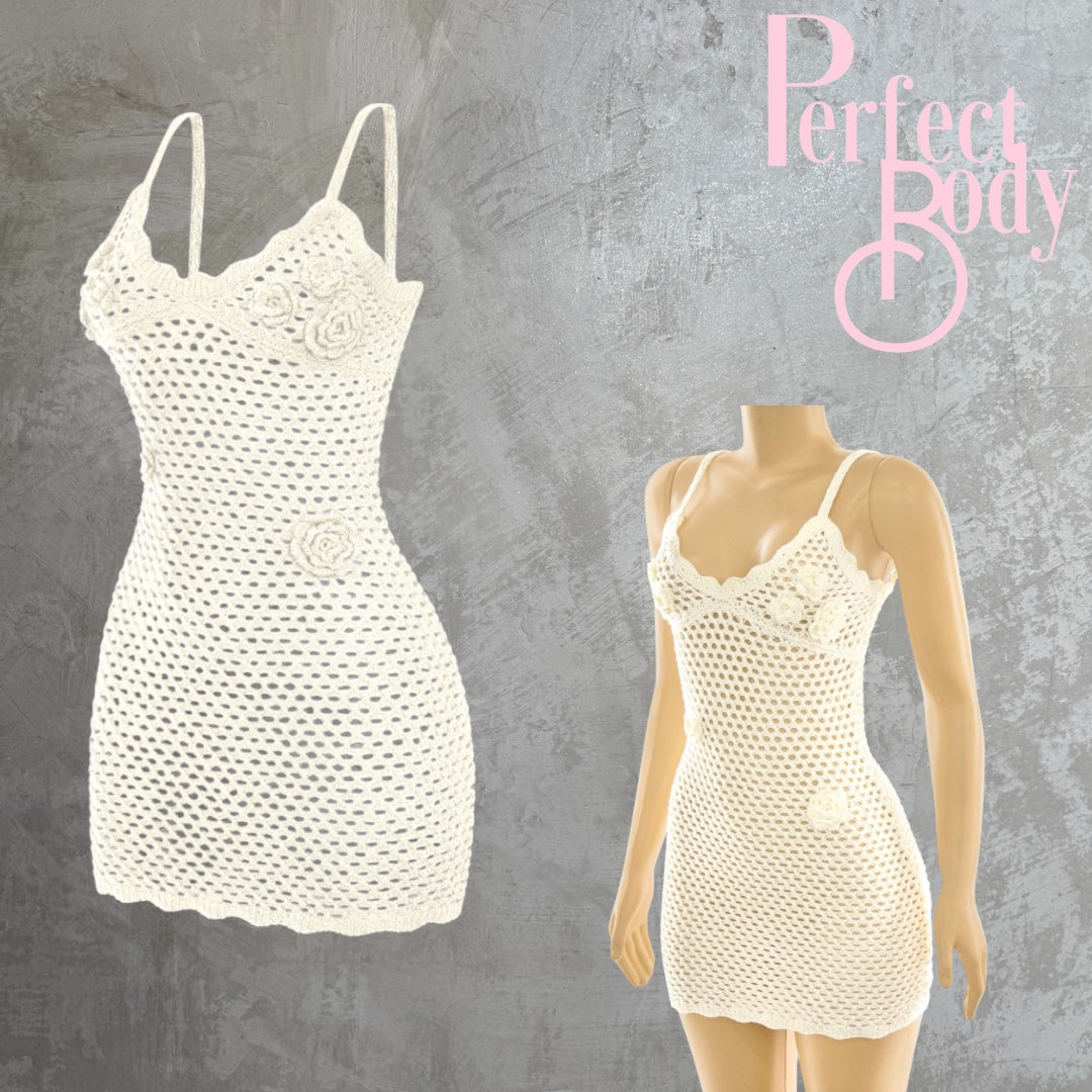 Beige Crochet Cover Up Dress