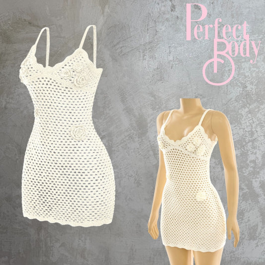 Beige Crochet Cover Up Dress