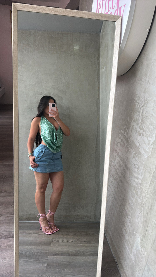 Denim Cargo Skirt