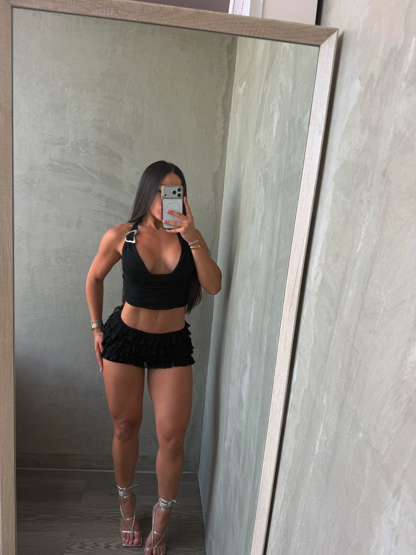 Black Halter Top & Shorts Set