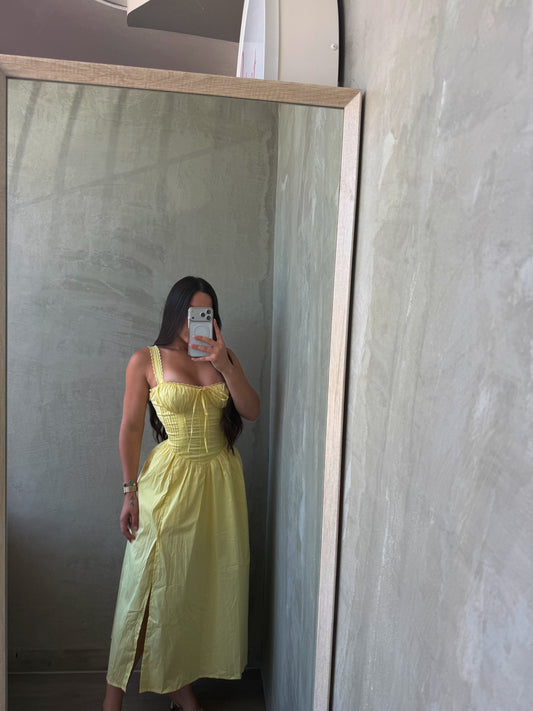 Butter Yellow Maxi Corset Dress