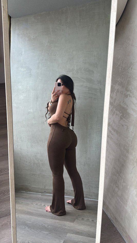 Brown Halter Jumpsuit