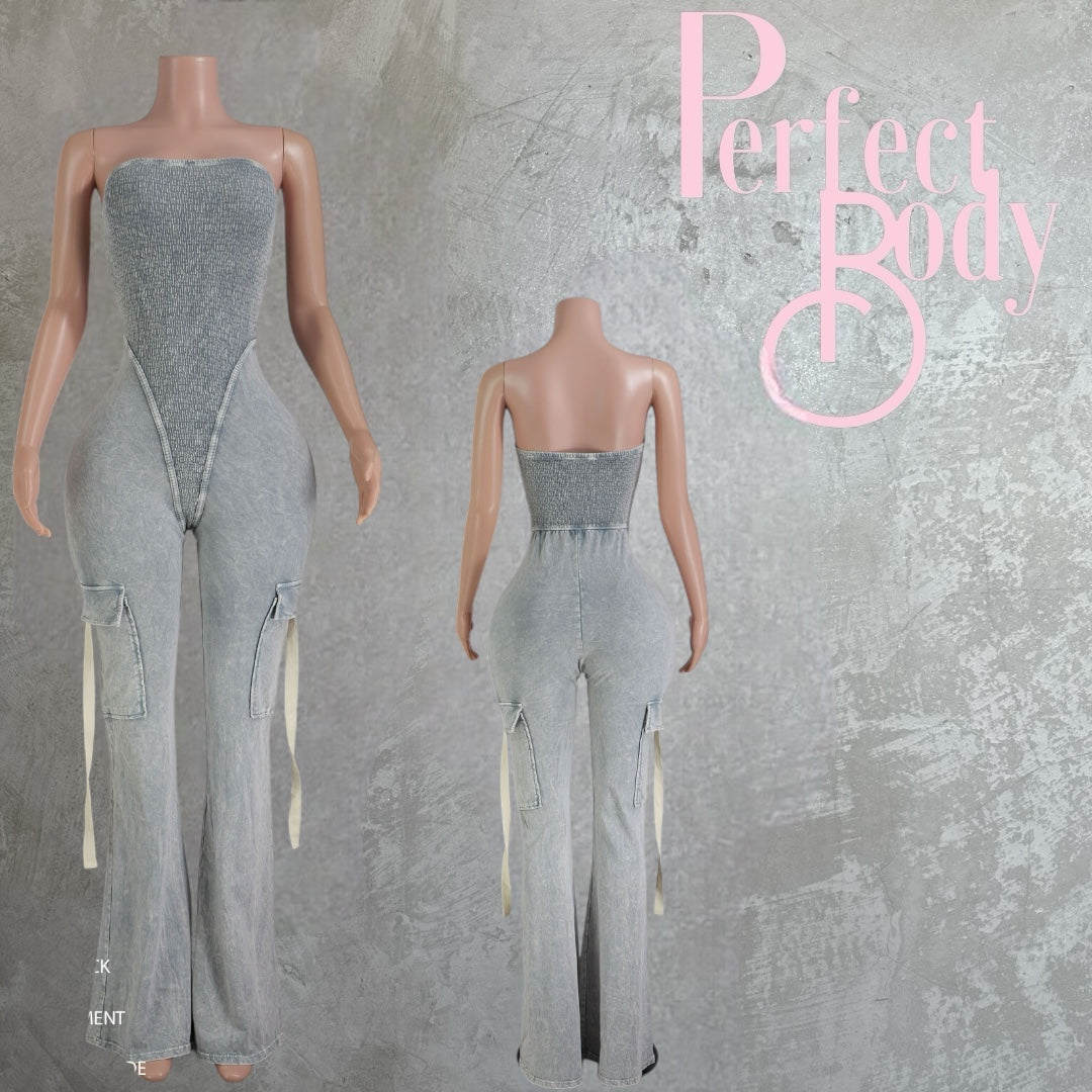 Cement Mineral Wash Jumpsuit