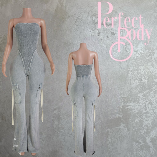 Cement Mineral Wash Jumpsuit