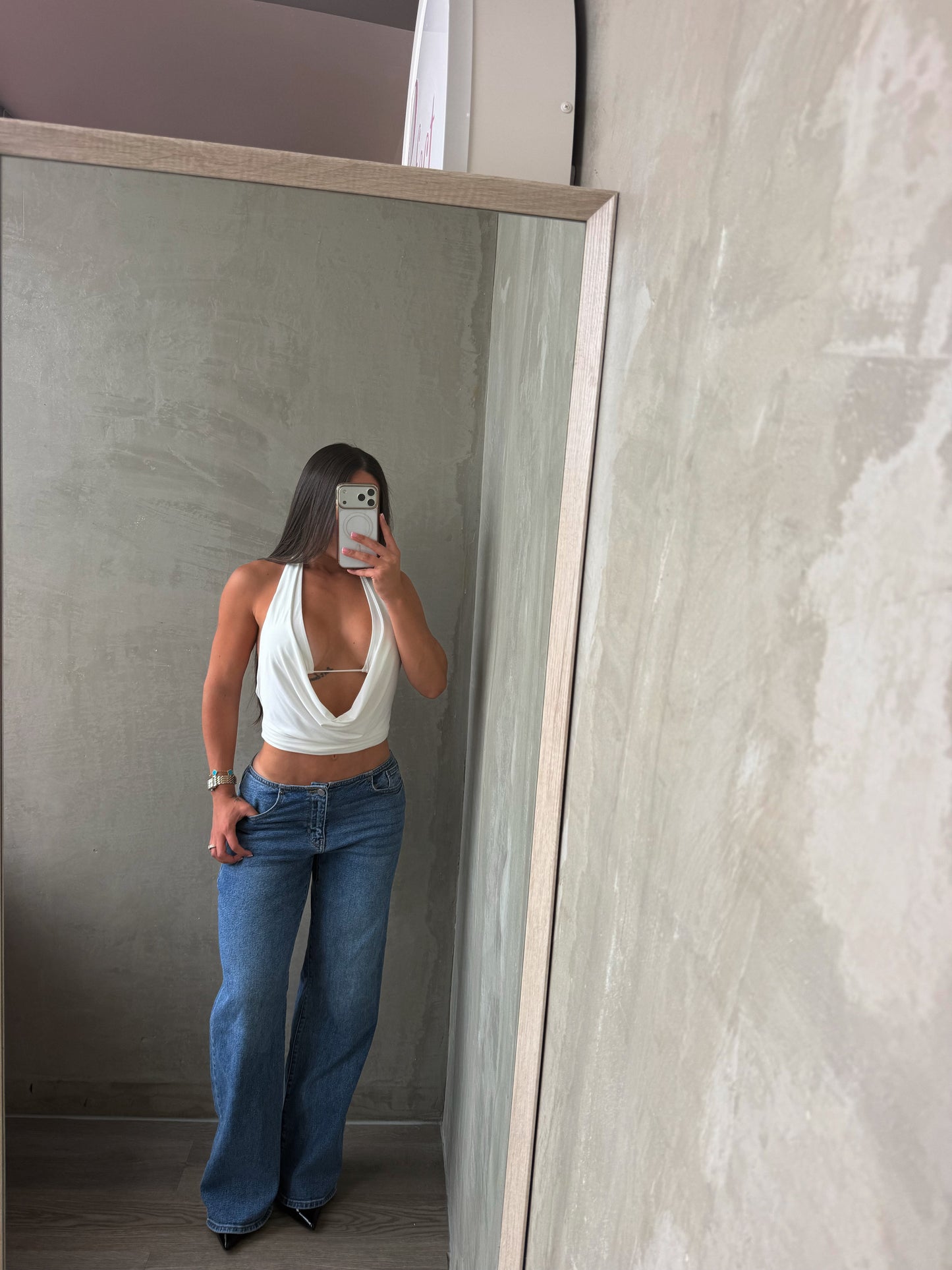 Off White Halter Top