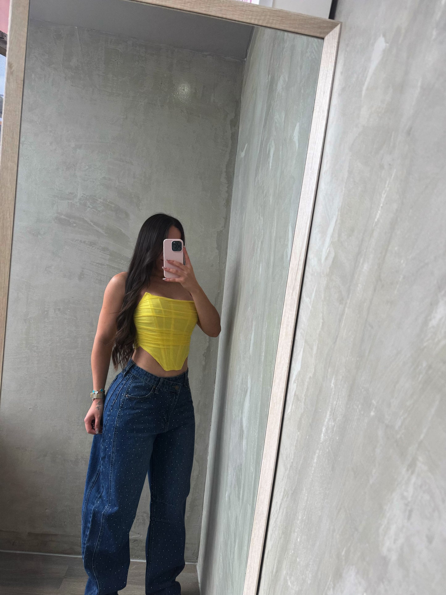 Rhinestones Crossover Jeans