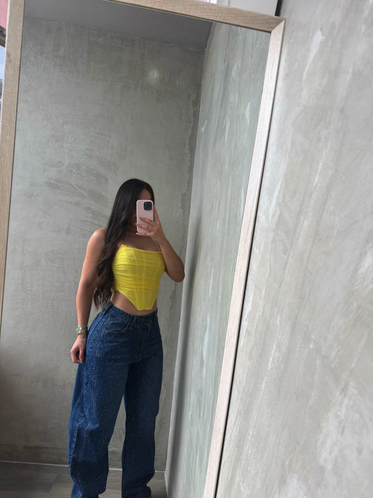 Rhinestones Crossover Jeans
