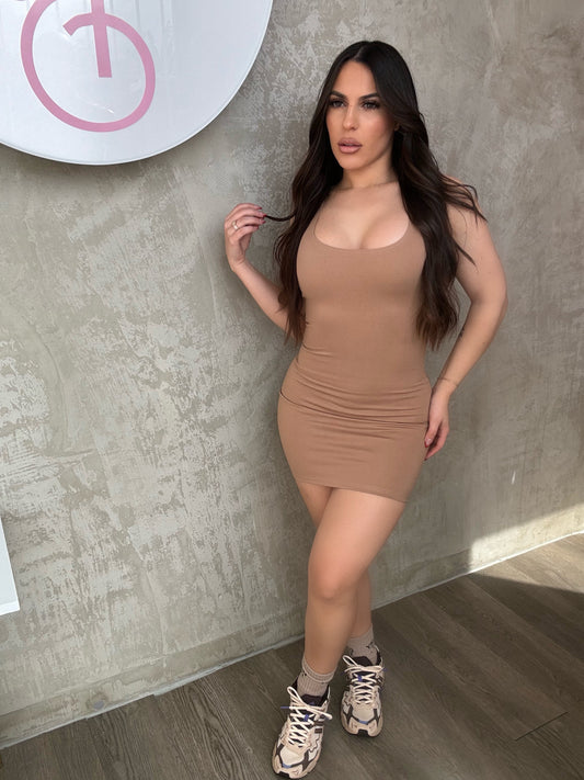 Taupe Basic Dress