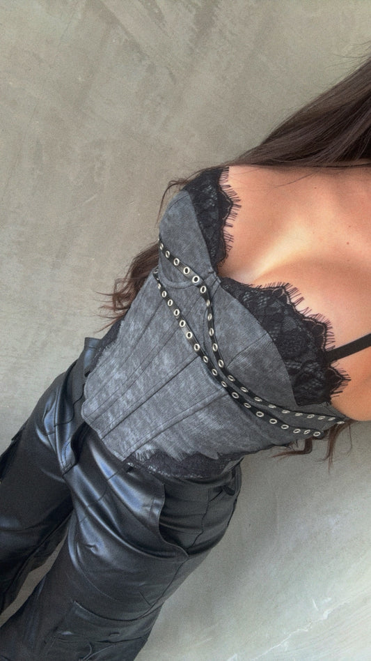 Gray/Black Corset
