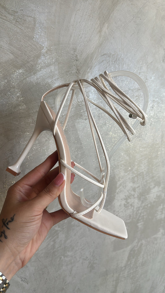 White Lace Heels