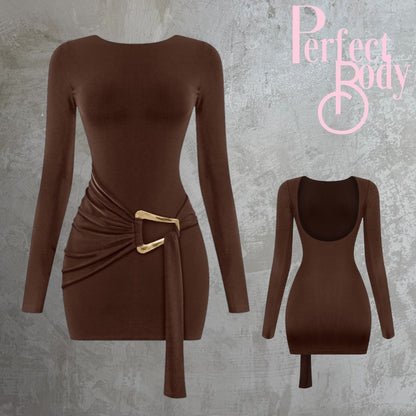 Brown Long Sleeve Dress