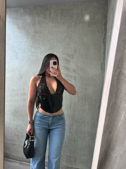 Black/Nude Lace Bustier