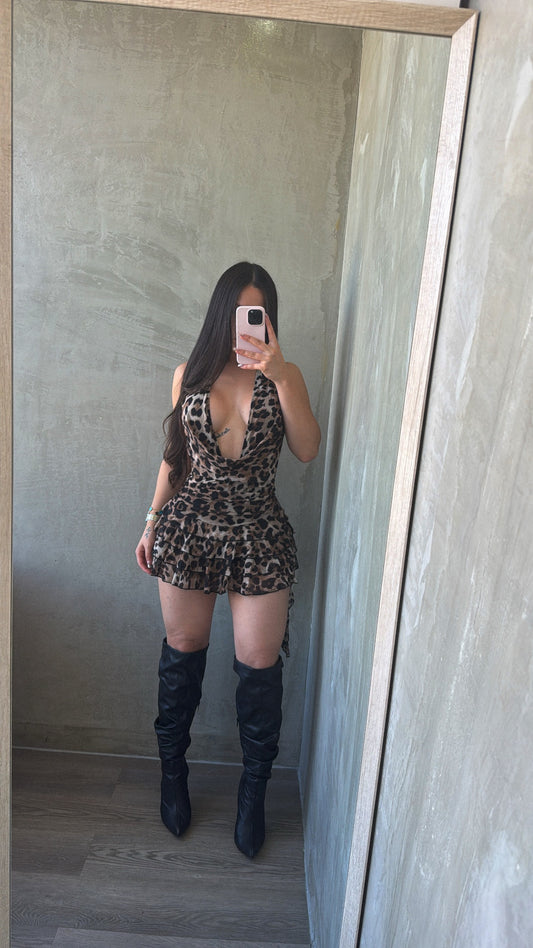 Animal Print Halter Dress