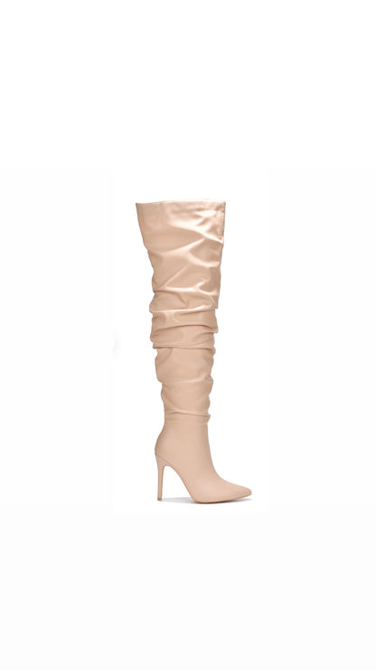 Nude Leather High Boots