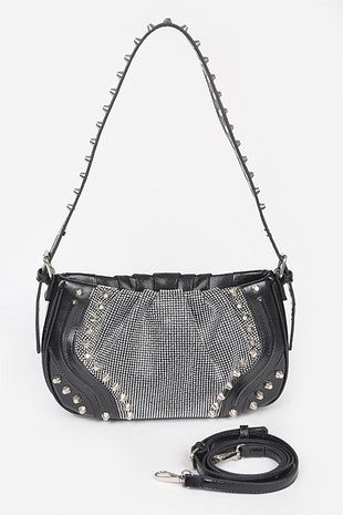 Black Rhinestones Metal Purse