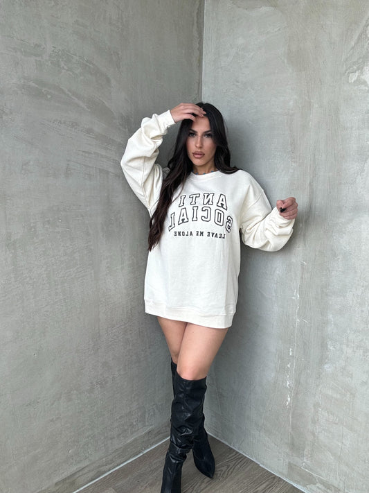 Cream Anti Social Sweatshirt