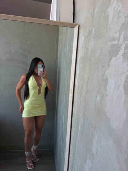 Light Yellow Halter Dress