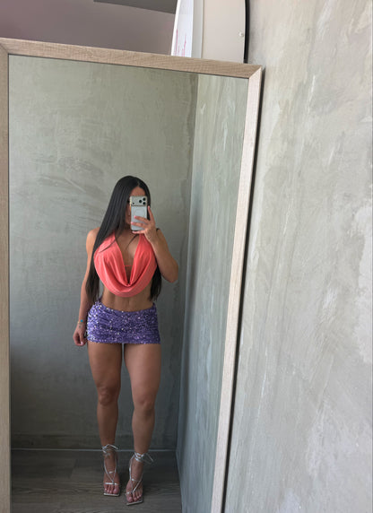 Coral Halter Top