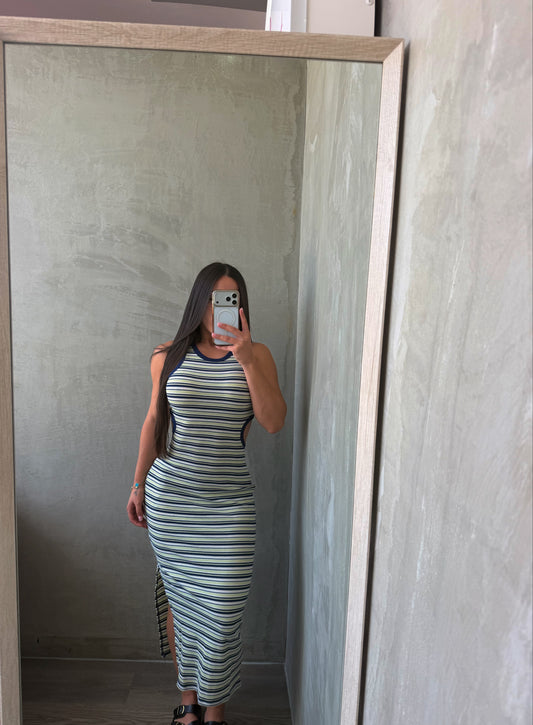 Navy Stripes Maxi Dress