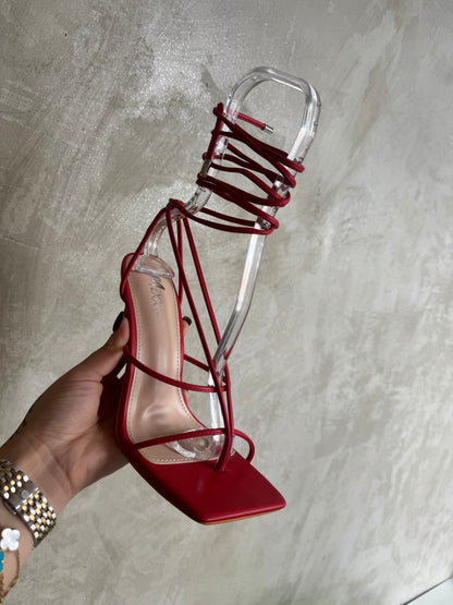 Red Lace Up Heels