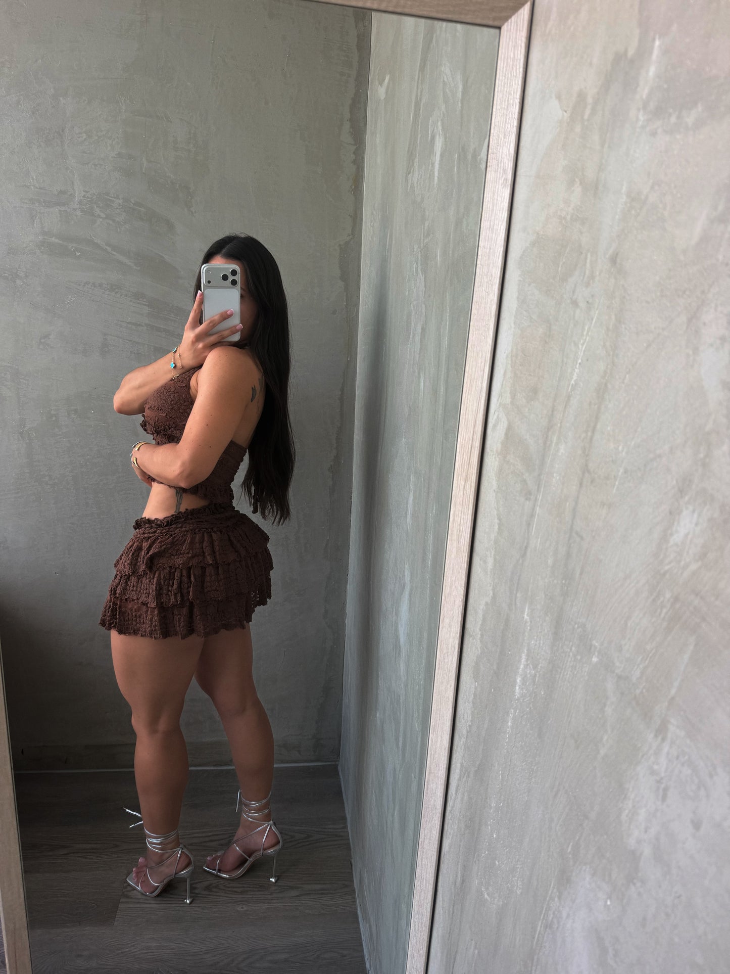 Chocolate Lace Skirt Set