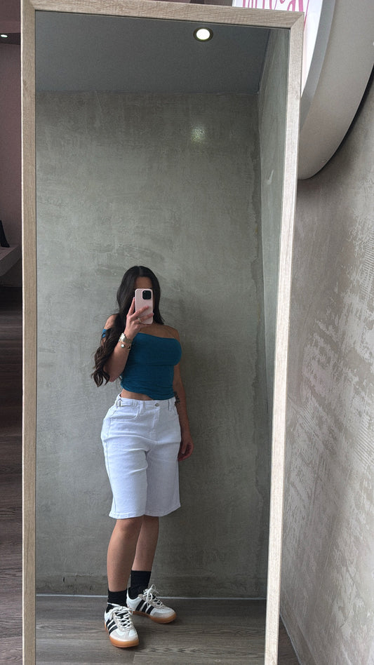Teal Asymmetrical Top