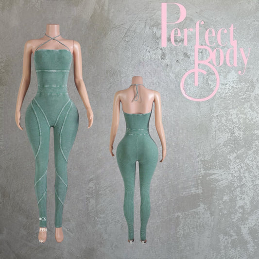 Pastel Green Mineral Wash Jumpsuit