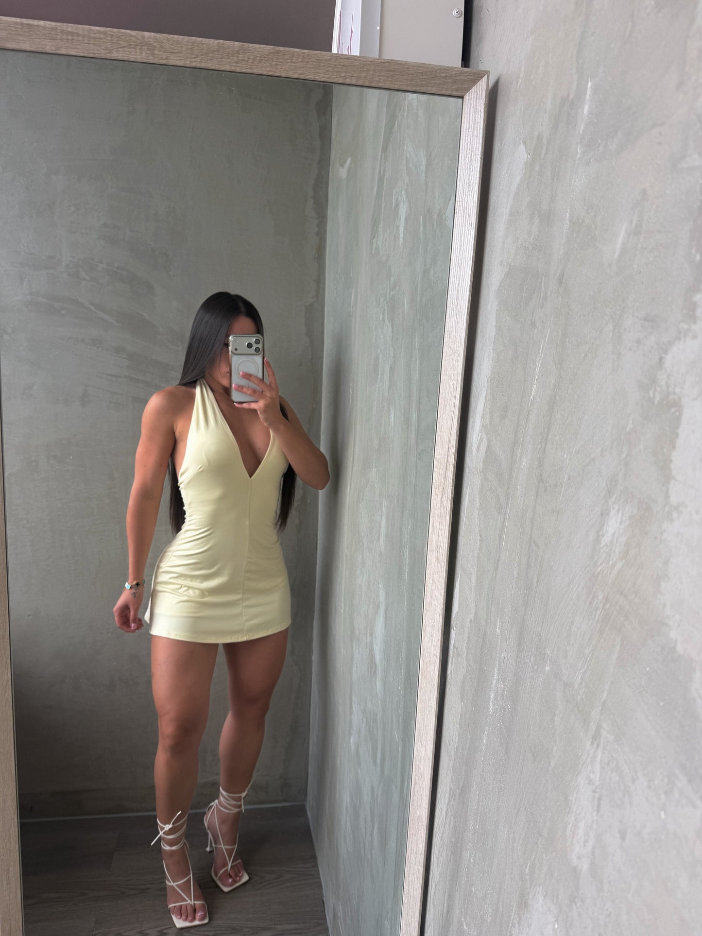 Light Yellow Halter Romper Dress