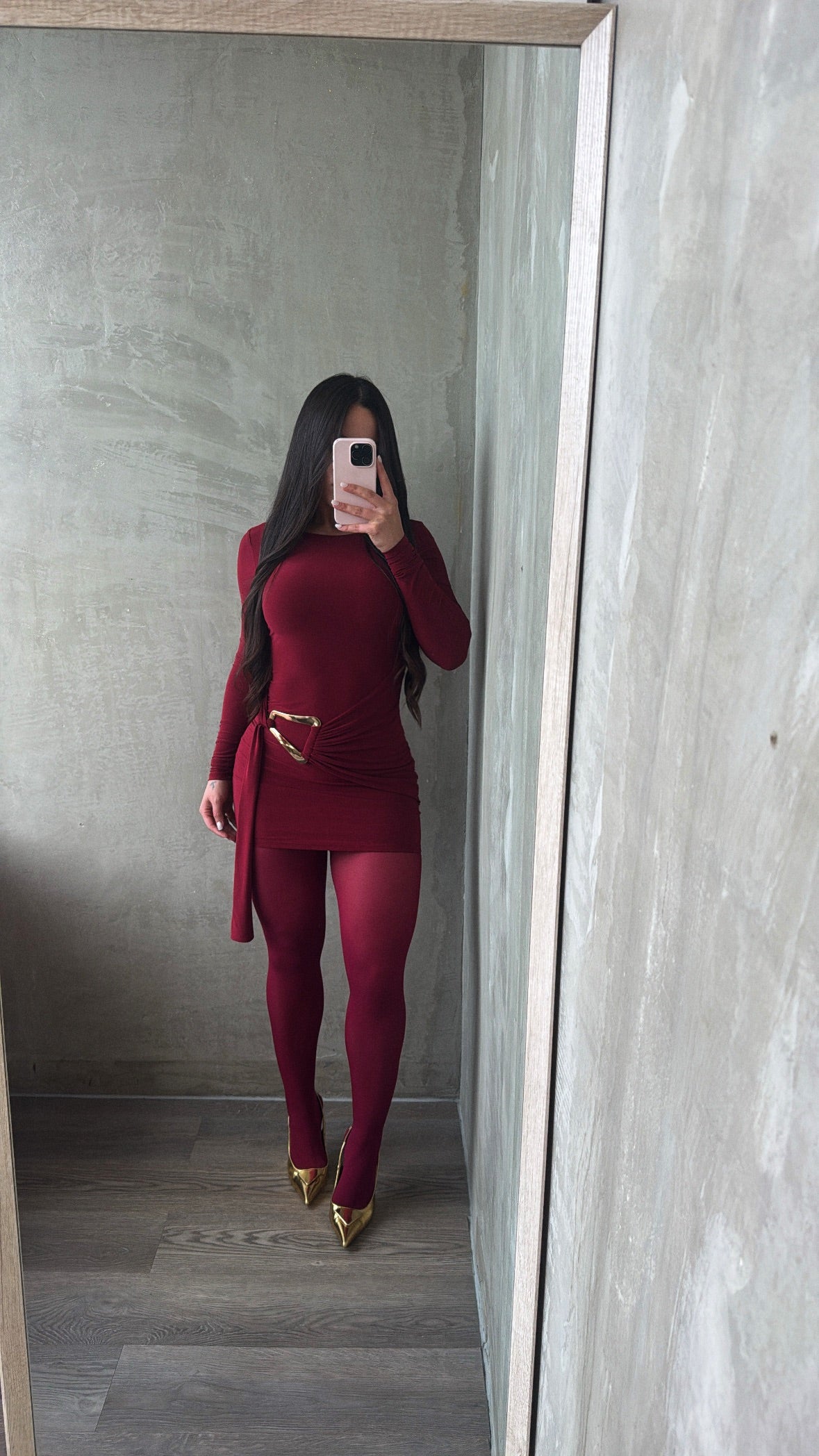 Burgundy Long Sleeve Dress
