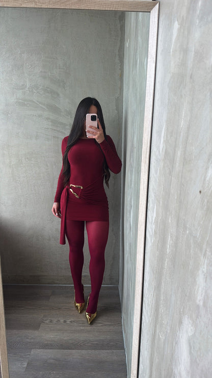 Burgundy Long Sleeve Dress
