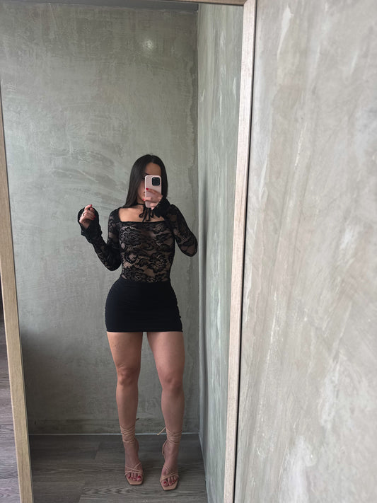 Black Long Sleeve Lace Dress