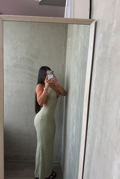 Sage Halter Maxi Dress