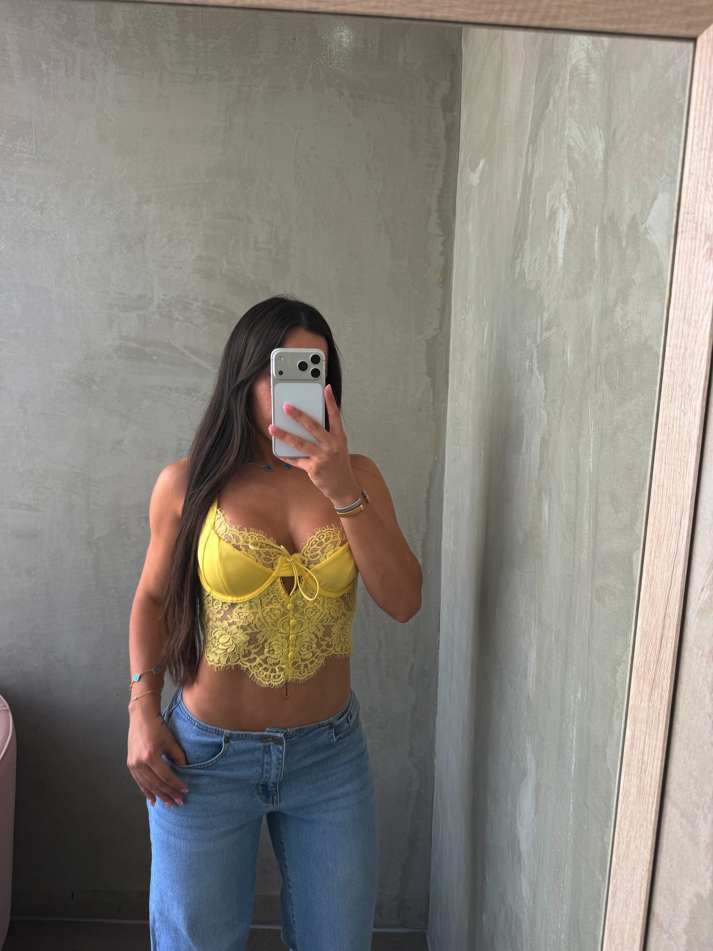 Yellow Lace Crop Top