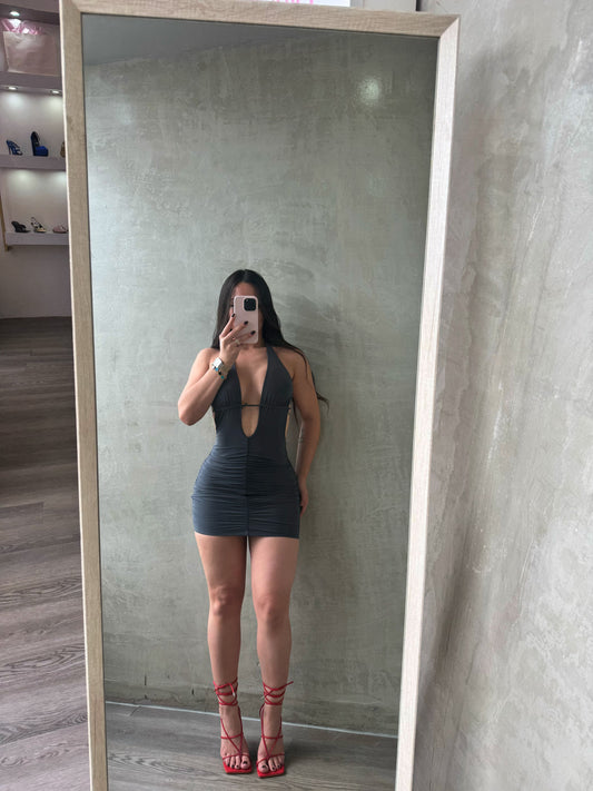 Charcoal Halter Dress