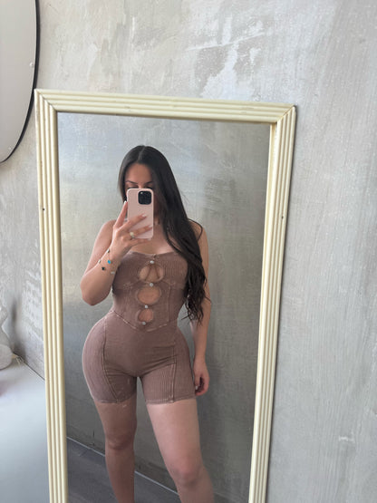 Coffee Mineral Wash Romper
