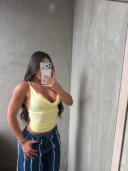 Light Yellow Halter Top