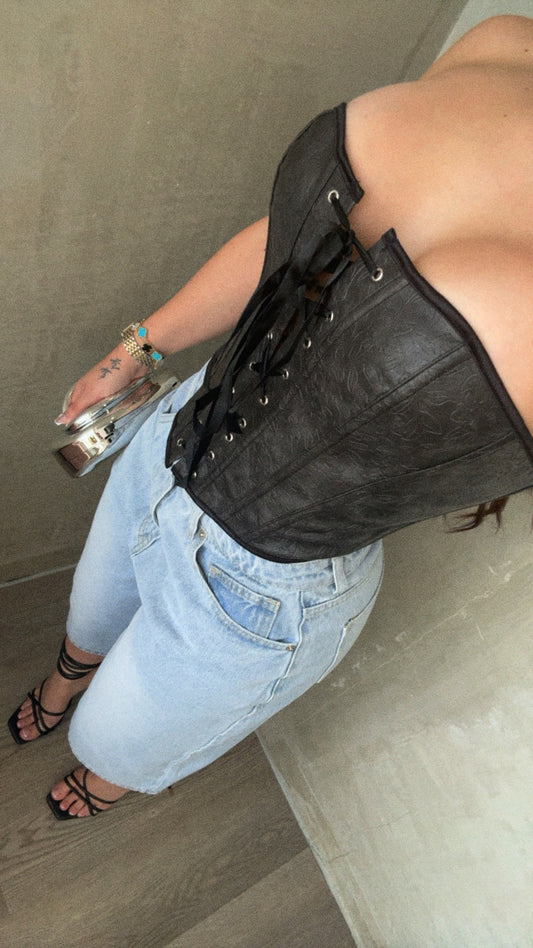 Black Leather Corset