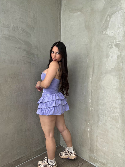 Lilac Mineral Wash Skort Romper