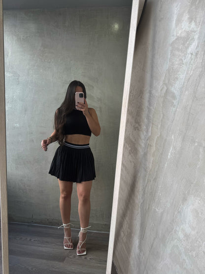 Black & White Pleated Skort Set