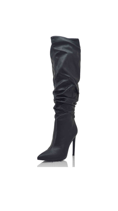 Black Leather High Boots