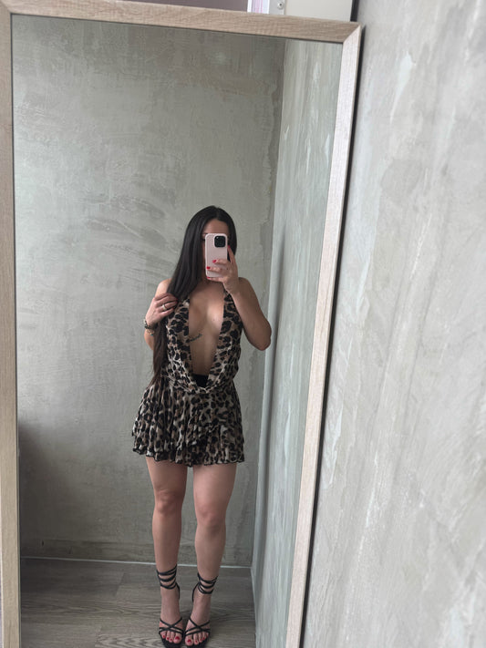 Animal Print Halter Dress