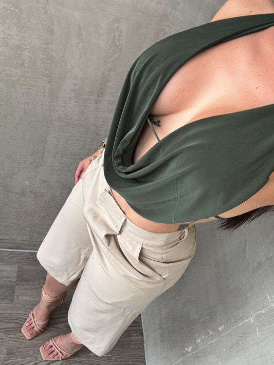 Olive Halter Top