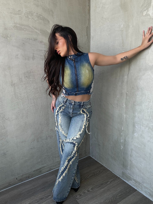 Vintage Washed Denim Top