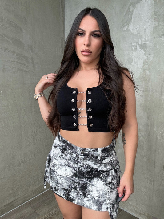 Black Chain Crop Top