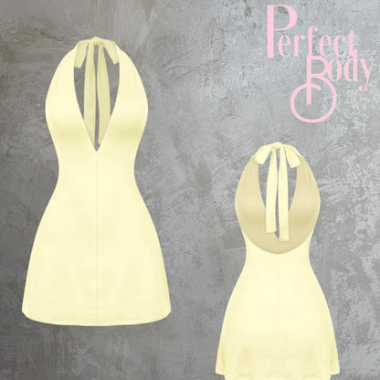 Light Yellow Halter Romper Dress
