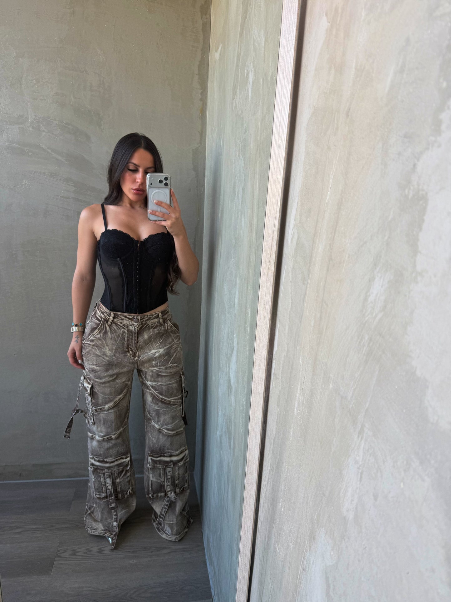 Brown Wash Cargo Pants