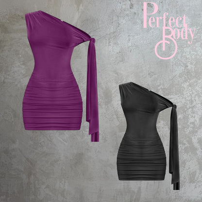 Plum Off Shoulder Side Tide Dress