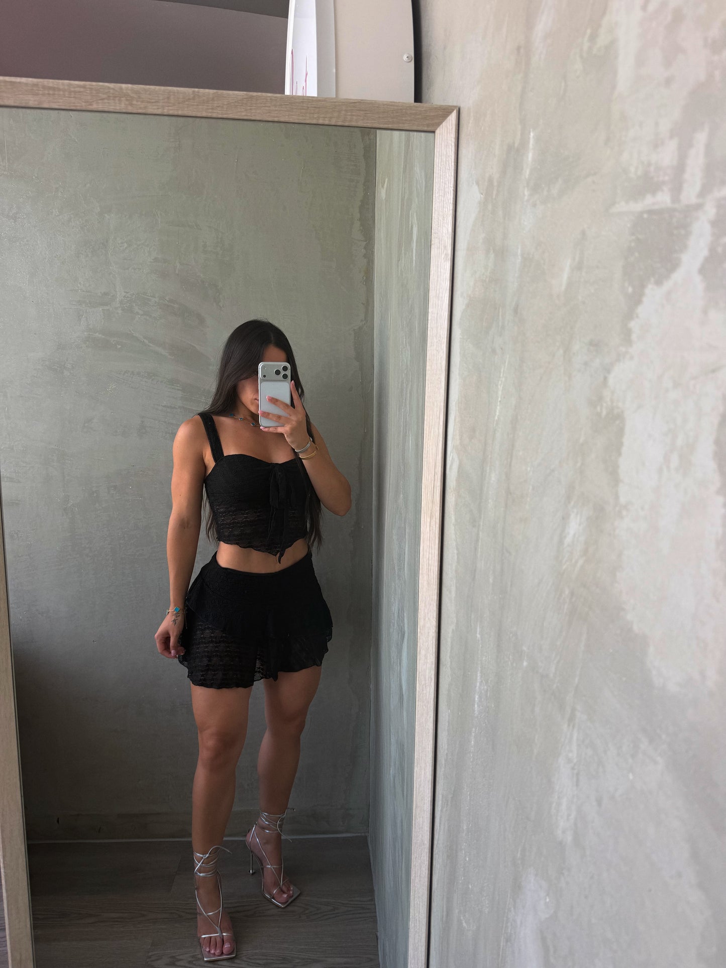 Black Lace Skirt Set
