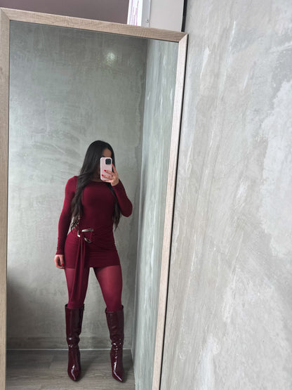 Burgundy Long Sleeve Dress